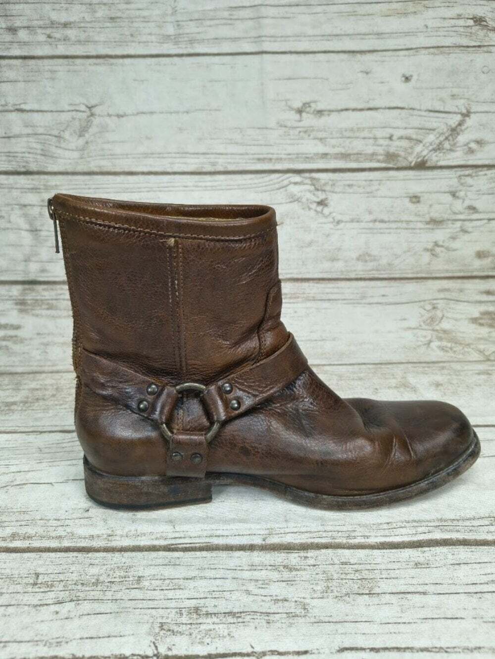 Frye Brown Leather Harness Boots Size 10B